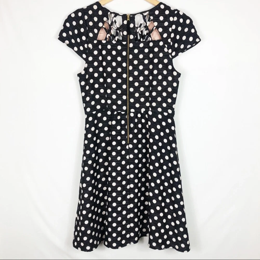 Anthropologie Maeve Nikola Polka Dot Mini Dress | Black White | Size 4 - Picture 13 of 14